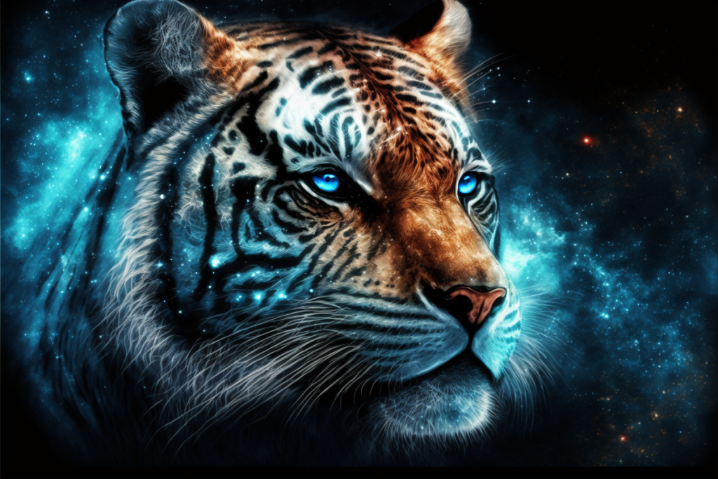 Tiger portrait generated by Midjourney A.I.