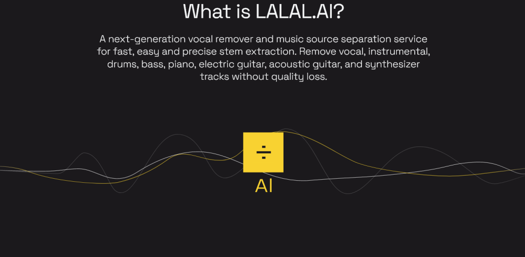 Preview of the lalal.ai audio tool.