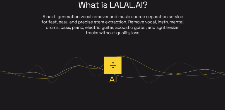 Preview of the lalal.ai audio tool.