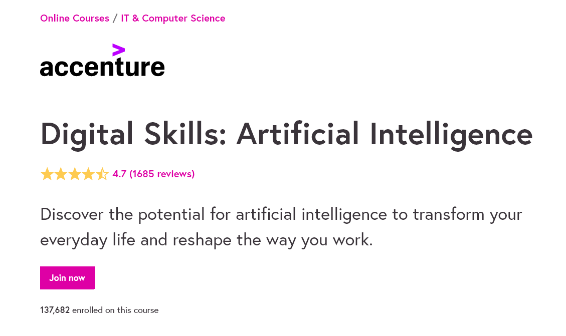 Digital Skills Artificial Intelligence By Accenture Easy With AI