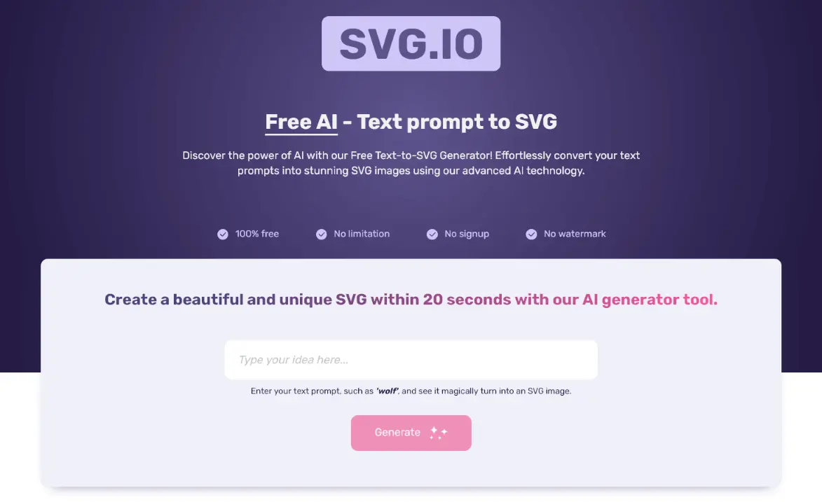 SVG.io - AI Text to SVG - Easy With AI