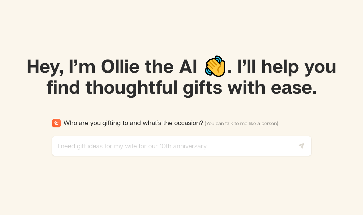 Ollie AI - Gift Recommendations - Easy With AI